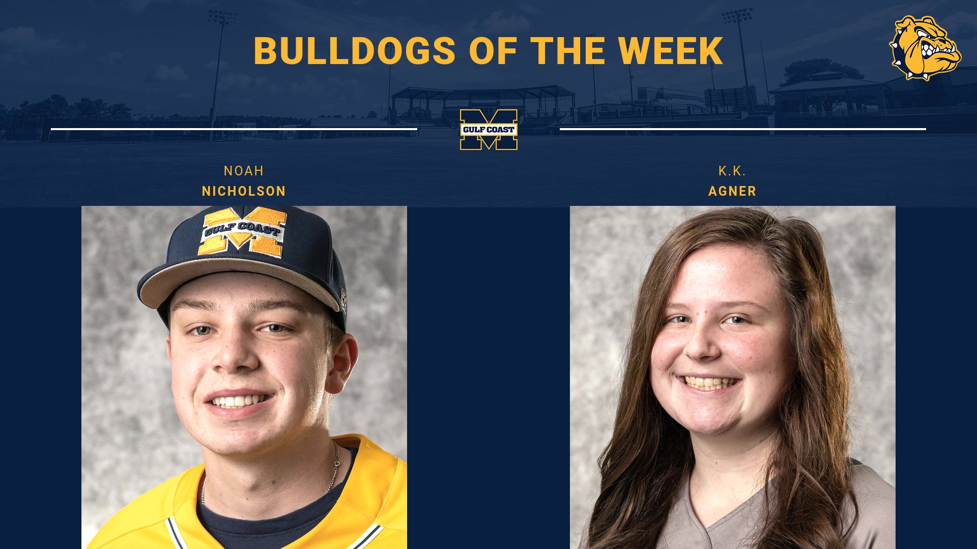 Nicholson, Agner named Bulldogs of the Week