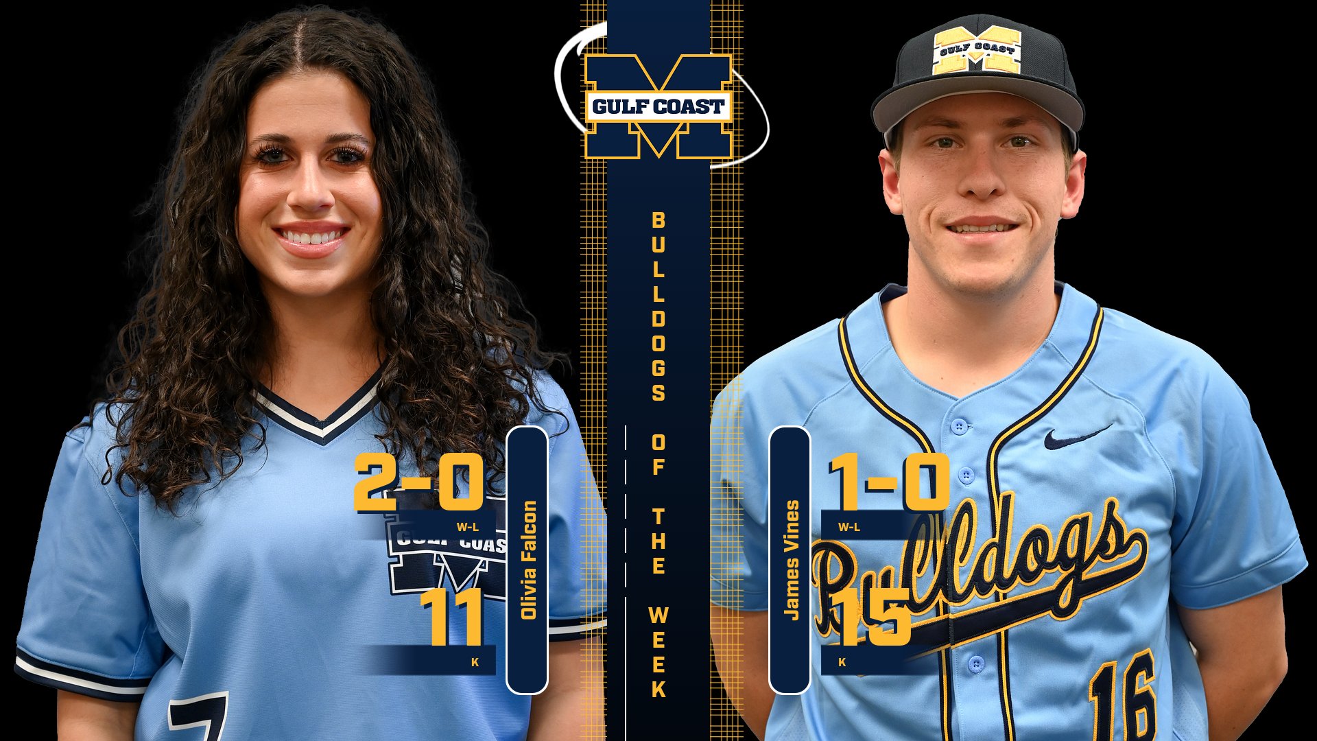 Falcon, Vines named Bulldogs of the Week
