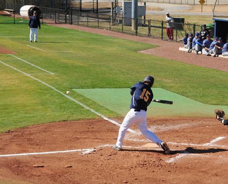 MGCCC'S Adam Cagnina rips a double against Alabama Southern Feb. 14.