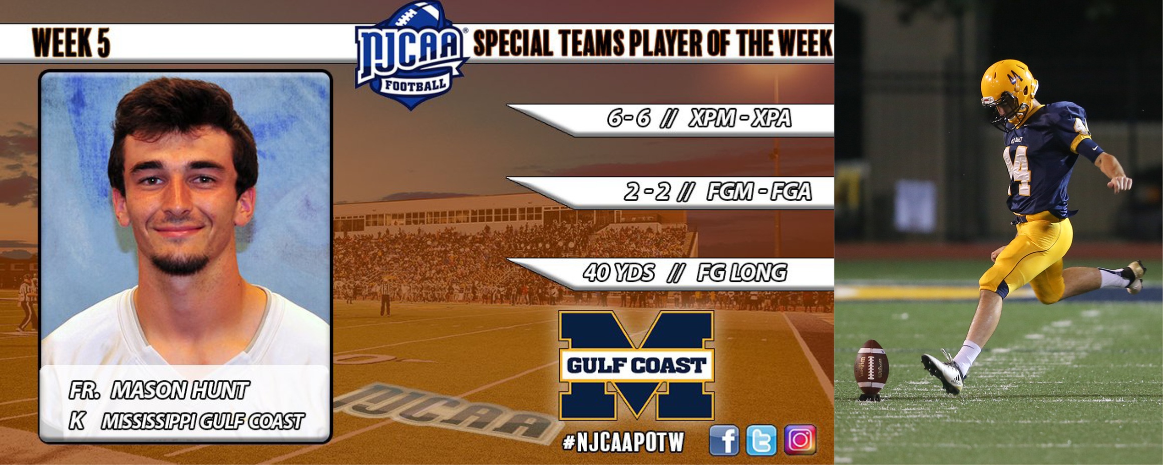 Hunt named NJCAA Player of the Week
