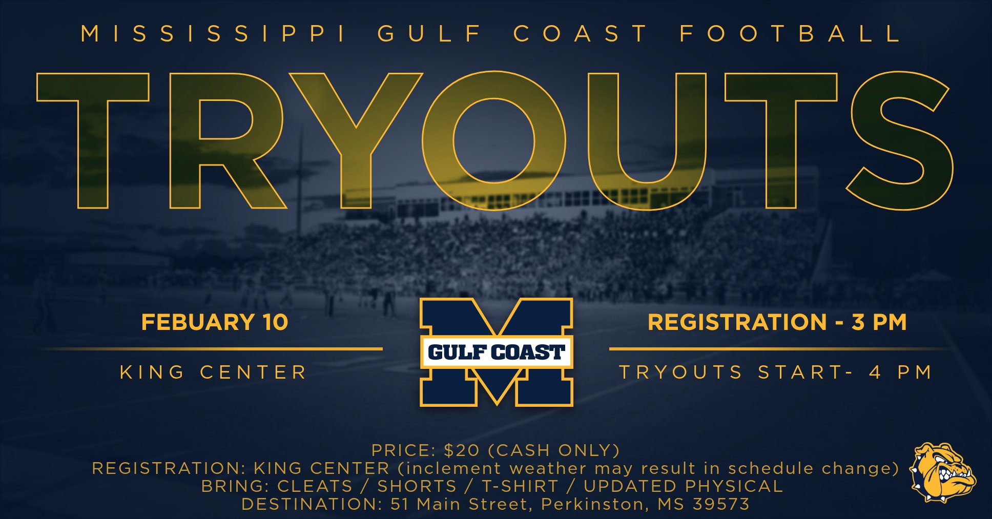 Football tryouts scheduled for Feb. 10