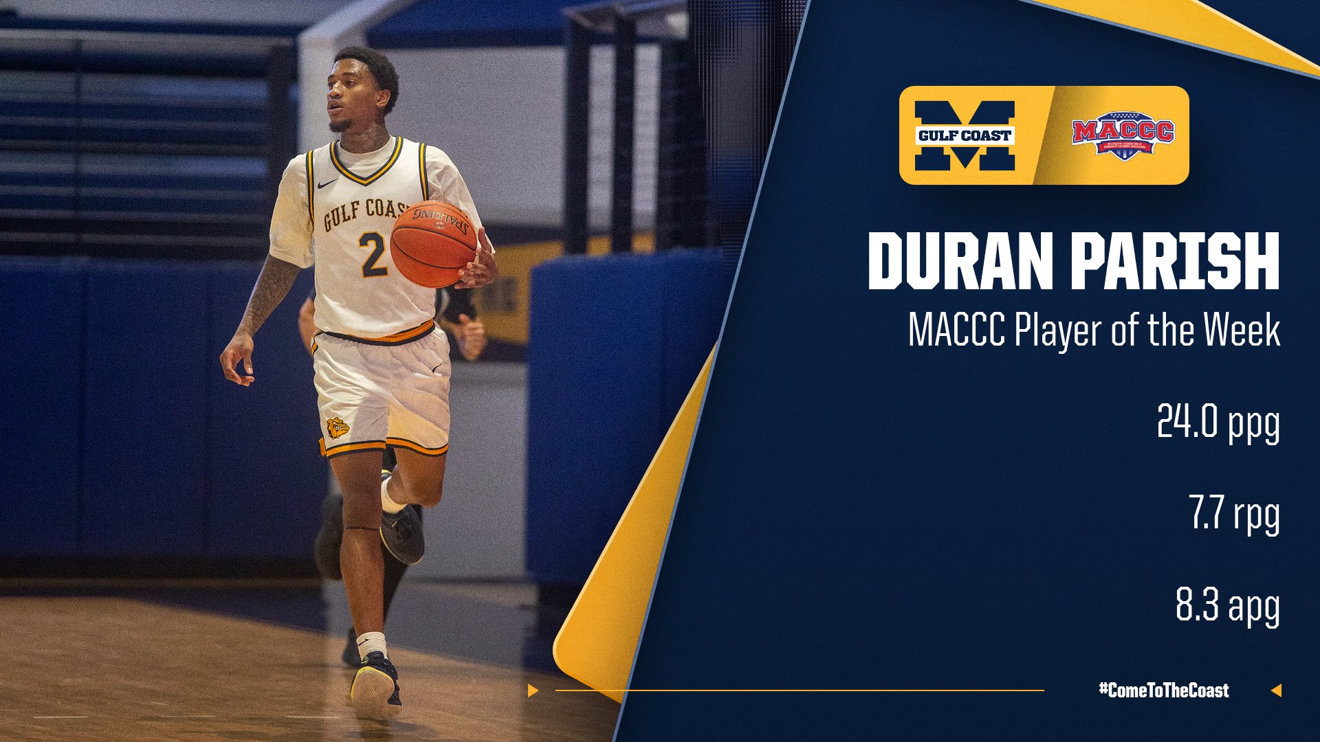 Parish earns 2nd MACCC Player of the Week honor