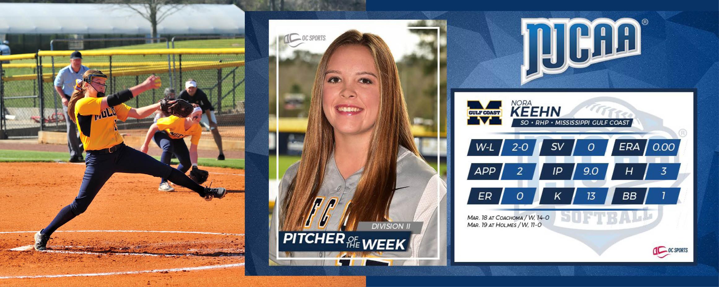 Keehn wins NJCAA Pitcher of the Week